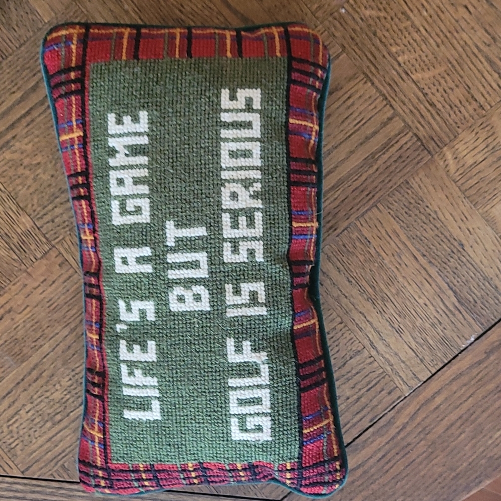 Life a Game... cross-stitch decorative pillow